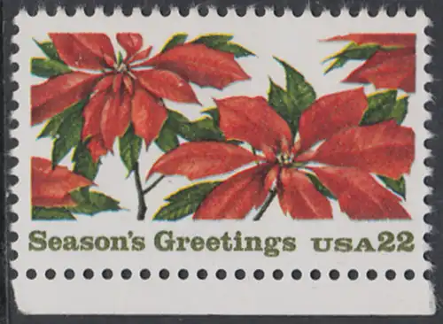 USA Michel 1779 / Scott 2166 postfrisch EINZELMARKE RAND unten (a2) - Weihnachten: Poinsettia