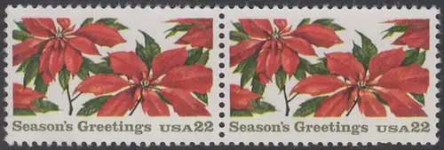 USA Michel 1779 / Scott 2166 postfrisch horiz.PAAR - Weihnachten: Poinsettia