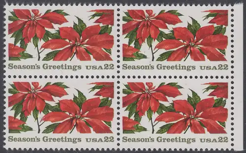 USA Michel 1779 / Scott 2166 postfrisch BLOCK RÄNDER rechts - Weihnachten: Poinsettia