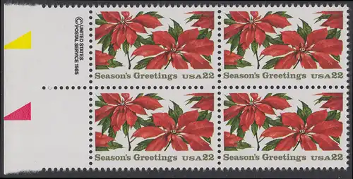 USA Michel 1779 / Scott 2166 postfrisch BLOCK RÄNDER links m/ copyright symbol - Weihnachten: Poinsettia