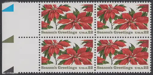 USA Michel 1779 / Scott 2166 postfrisch BLOCK RÄNDER links (a1) - Weihnachten: Poinsettia