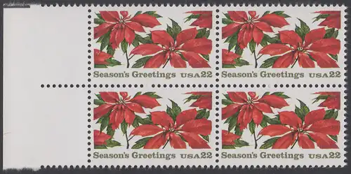USA Michel 1779 / Scott 2166 postfrisch BLOCK RÄNDER links (a2) - Weihnachten: Poinsettia