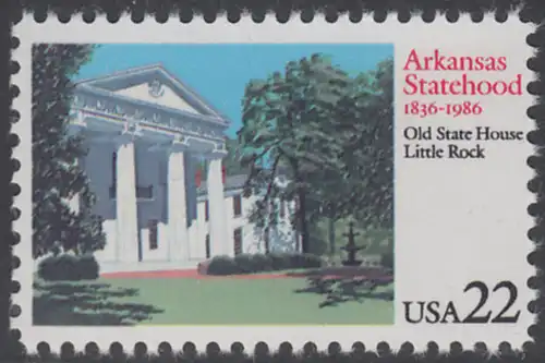 USA Michel 1781 / Scott 2167 postfrisch EINZELMARKE - 150 Jahre Staat Arkansas: Altes Regierungsgebäude, Little Rock, AK