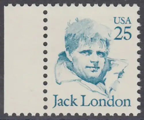 USA Michel 1782 / Scott 2182 postfrisch EINZELMARKE RAND links (a1) - Amerikanische Persönlichkeiten: Jack London (1876-1916), Schriftsteller