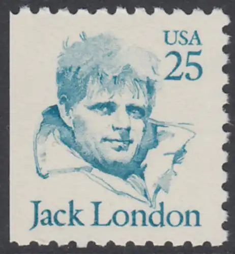 USA Michel 1782D / Scott 2197 postfrisch EINZELMARKE aus MH (links ungezähnt) - Amerikanische Persönlichkeiten: Jack London (1876-1916), Schriftsteller