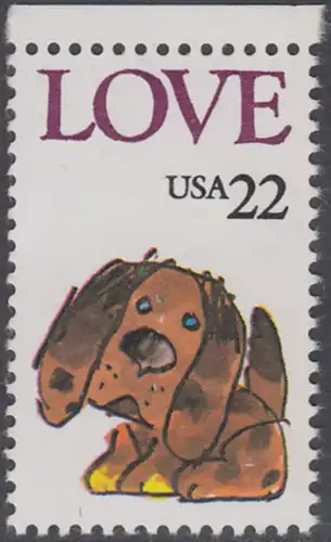 USA Michel 1787 / Scott 2202 postfrisch EINZELMARKE RAND oben - Grußmarke: Stoffhund