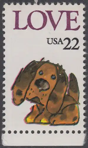 USA Michel 1787 / Scott 2202 postfrisch EINZELMARKE RAND unten - Grußmarke: Stoffhund