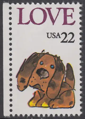 USA Michel 1787 / Scott 2202 postfrisch EINZELMARKE RAND links - Grußmarke: Stoffhund