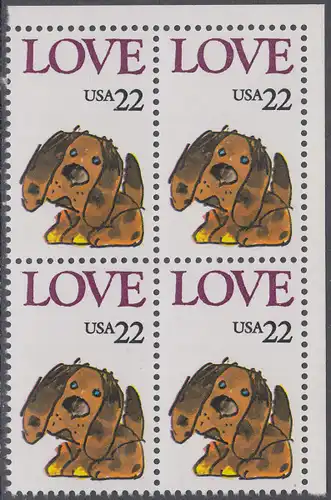 USA Michel 1787 / Scott 2202 postfrisch BLOCK ECKRAND oben rechts - Grußmarke: Stoffhund
