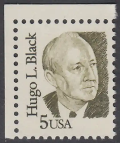 USA Michel 1789 / Scott 2172 postfrisch EINZELMARKE ECKRAND oben links - Amerikanische Persönlichkeiten: Hugo L. Black (1886-1971), Richter