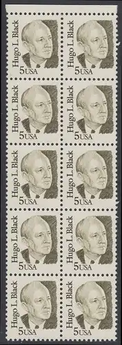 USA Michel 1789 / Scott 2172 postfrisch vert.BLOCK(10) RÄNDER oben - Amerikanische Persönlichkeiten: Hugo L. Black (1886-1971), Richter