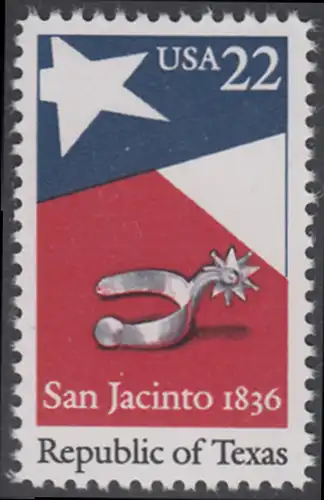 USA Michel 1790 / Scott 2204 postfrisch EINZELMARKE - 150. Jahrestag der Gründung der Republik Texas: Flagge von Texas, Sporen