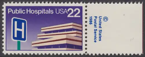 USA Michel 1797 / Scott 2210 postfrisch EINZELMARKE RAND rechts m/ copyright symbol - Öffentliche Krankenhäuser: Krankenhausgebäude