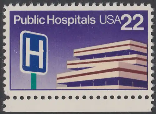 USA Michel 1797 / Scott 2210 postfrisch EINZELMARKE RAND unten - Öffentliche Krankenhäuser: Krankenhausgebäude