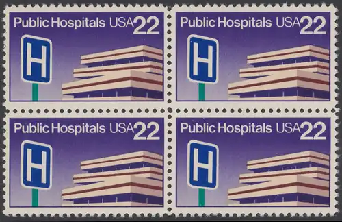 USA Michel 1797 / Scott 2210 postfrisch BLOCK - Öffentliche Krankenhäuser: Krankenhausgebäude