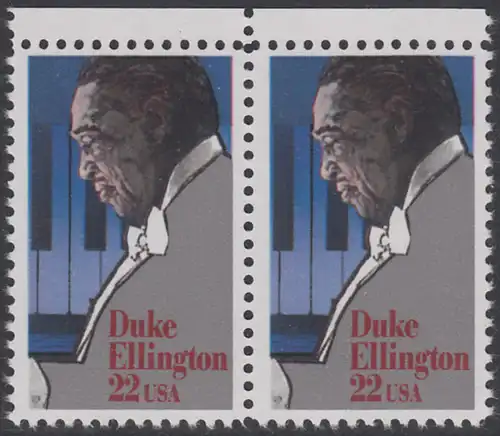 USA Michel 1798 / Scott 2211 postfrisch horiz.PAAR RAND oben - Duke Ellington: Jazzpianist, -komponist und -kapellmeister