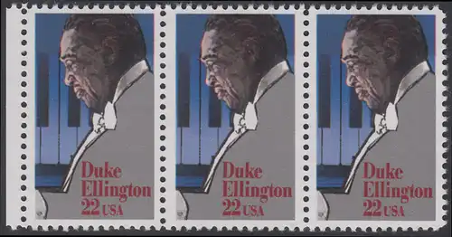 USA Michel 1798 / Scott 2211 postfrisch horiz.STRIP(3) RAND links - Duke Ellington: Jazzpianist, -komponist und -kapellmeister