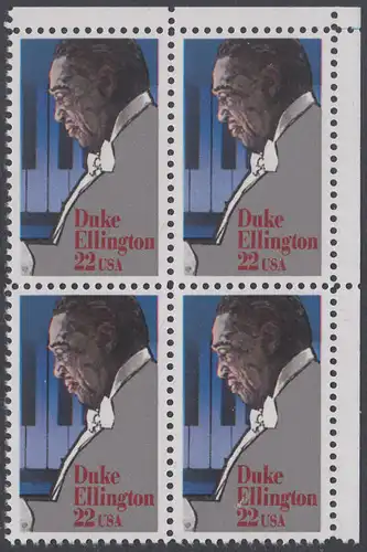 USA Michel 1798 / Scott 2211 postfrisch BLOCK ECKRAND oben rechts - Duke Ellington: Jazzpianist, -komponist und -kapellmeister