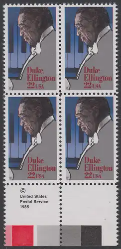 USA Michel 1798 / Scott 2211 postfrisch BLOCK RÄNDER unten m/ copyright symbol - Duke Ellington: Jazzpianist, -komponist und -kapellmeister