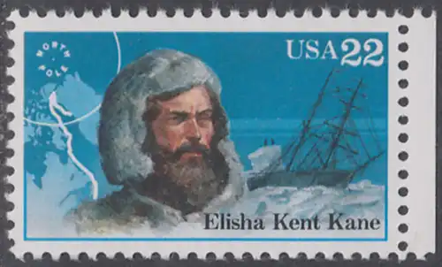 USA Michel 1835 / Scott 2220 postfrisch EINZELMARKE RAND rechts - Nordpolarforscher: Elisha K. Kane