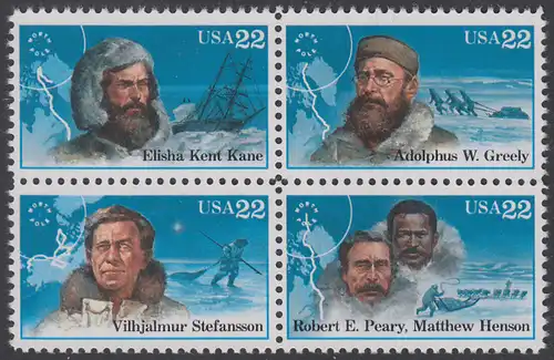 USA Michel 1835-1838 / Scott 2220-2223 postfrisch BLOCK - Nordpolarforscher