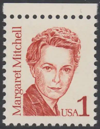USA Michel 1840 / Scott 2168 postfrisch EINZELMARKE RAND oben - Amerikanische Persönlichkeiten: Margaret Mitchell (1900-1949), Schriftstellerin