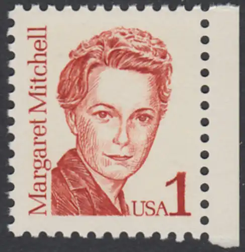 USA Michel 1840 / Scott 2168 postfrisch EINZELMARKE RAND rechts - Amerikanische Persönlichkeiten: Margaret Mitchell (1900-1949), Schriftstellerin