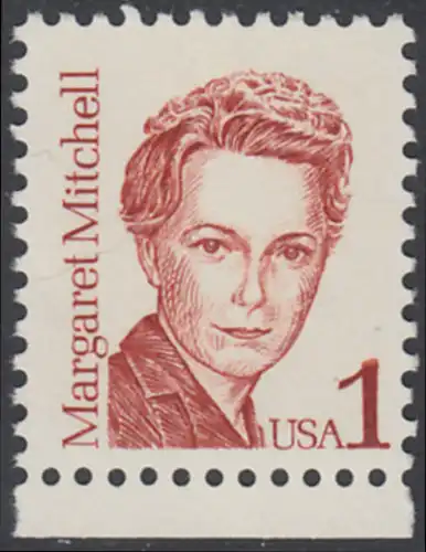 USA Michel 1840 / Scott 2168 postfrisch EINZELMARKE RAND unten - Amerikanische Persönlichkeiten: Margaret Mitchell (1900-1949), Schriftstellerin