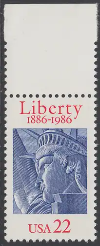 USA Michel 1841 / Scott 2224 postfrisch EINZELMARKE RAND oben (a2) - 100 Jahre Freiheitsstatue, New York