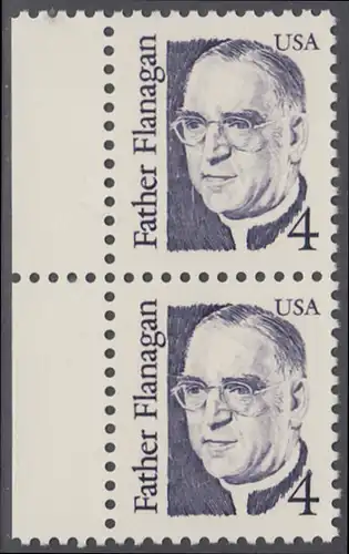 USA Michel 1842 / Scott 2171 postfrisch vert.PAAR RÄNDER links - Amerikanische Persönlichkeiten: Edward Joseph Flanagan (1886-1948), Geistlicher und Sozialpädagoge