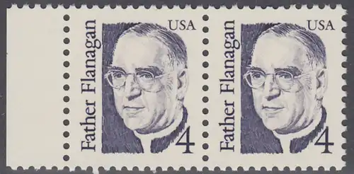 USA Michel 1842 / Scott 2171 postfrisch horiz.PAAR RAND links - Amerikanische Persönlichkeiten: Edward Joseph Flanagan (1886-1948), Geistlicher und Sozialpädagoge