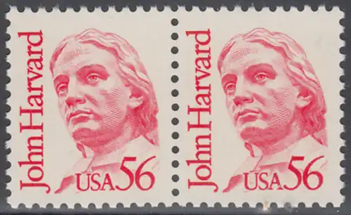 USA Michel 1844 / Scott 2190 postfrisch horiz.PAAR - Amerikanische Persönlichkeiten: John Harvard (1607-1638), Theologe