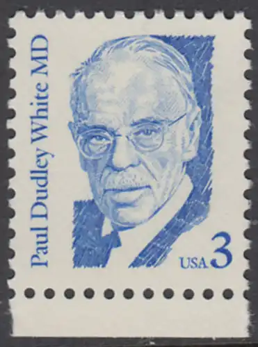 USA Michel 1849 / Scott 2170 postfrisch EINZELMARKE RAND unten - Amerikanische Persönlichkeiten: Paul Dudley White (1886-1973), Kardiologe