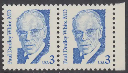 USA Michel 1849 / Scott 2170 postfrisch horiz.PAAR RAND rechts - Amerikanische Persönlichkeiten: Paul Dudley White (1886-1973), Kardiologe