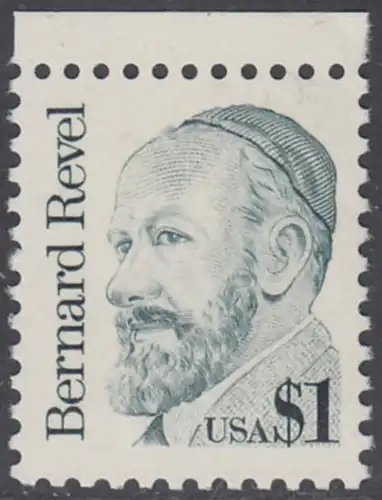 USA Michel 1850 / Scott 2193 postfrisch EINZELMARKE RAND oben - Amerikanische Persönlichkeiten: Bernard Revel (1886-1940), Talmudist