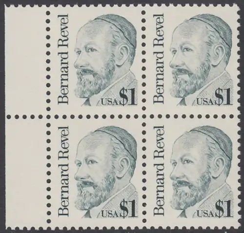 USA Michel 1850 / Scott 2193 postfrisch BLOCK RÄNDER links (a1) - Amerikanische Persönlichkeiten: Bernard Revel (1886-1940), Talmudist