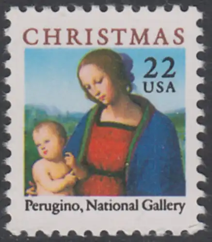 USA Michel 1856 / Scott 2244 postfrisch EINZELMARKE - Weihnachten: Maria mit dem Kind; Gemälde von Pietro Perugino