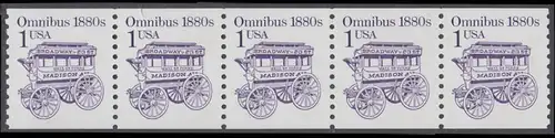 USA Michel 1860 / Scott 2225 postfrisch horiz.STRIP(5) - Fahrzeuge: Omnibus