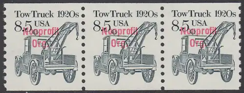 USA Michel 1861 / Scott 2129 postfrisch horiz.STRIP(3) m/ Inschrift - Fahrzeuge: Abschleppwagen