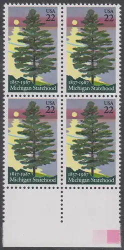 USA Michel 1862 / Scott 2246 postfrisch BLOCK RÄNDER unten (a1) - 150 Jahre Staat Michigan: Kiefer