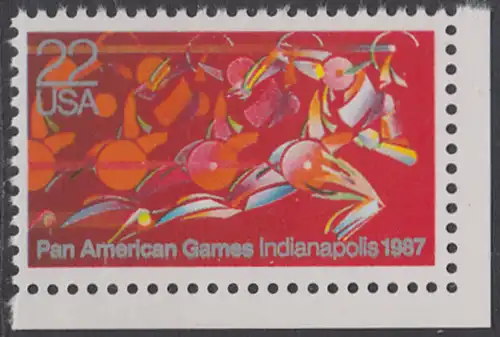 USA Michel 1863 / Scott 2247 postfrisch EINZELMARKE ECKRAND unten rechts - Panamerikanische Spiele, Indianapolis, IN: Läufer