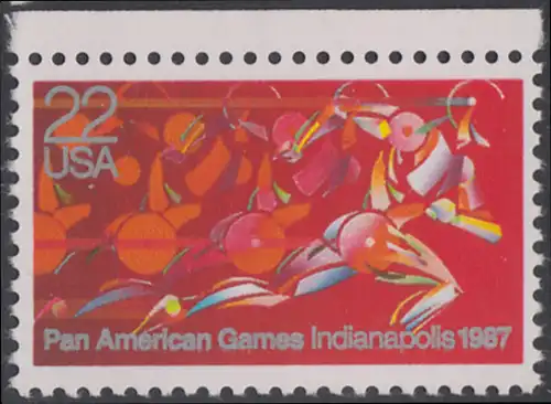 USA Michel 1863 / Scott 2247 postfrisch EINZELMARKE RAND oben - Panamerikanische Spiele, Indianapolis, IN: Läufer