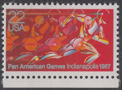 USA Michel 1863 / Scott 2247 postfrisch EINZELMARKE RAND unten - Panamerikanische Spiele, Indianapolis, IN: Läufer