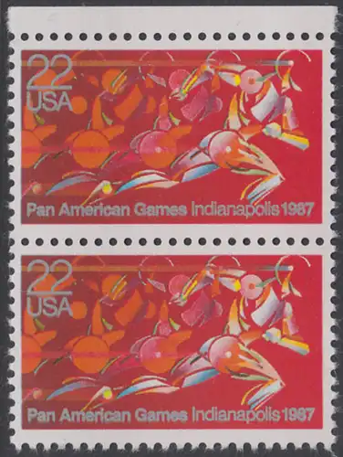 USA Michel 1863 / Scott 2247 postfrisch vert.PAAR RAND oben - Panamerikanische Spiele, Indianapolis, IN: Läufer