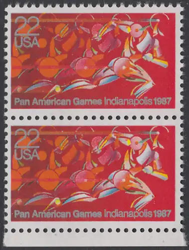 USA Michel 1863 / Scott 2247 postfrisch vert.PAAR RAND unten - Panamerikanische Spiele, Indianapolis, IN: Läufer