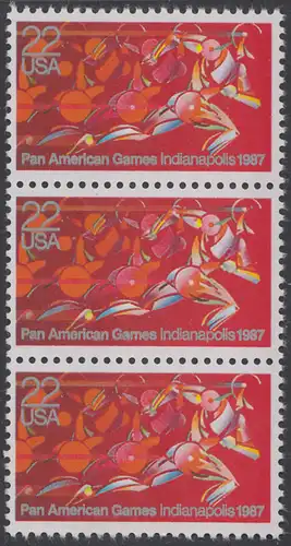 USA Michel 1863 / Scott 2247 postfrisch vert.STRIP(3) - Panamerikanische Spiele, Indianapolis, IN: Läufer