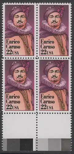 USA Michel 1868 / Scott 2250 postfrisch BLOCK RÄNDER unten (a1) - Darstellende Künste und Künstler: Enrico Caruso (1873-1921), italienischer Opernsänger