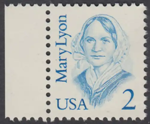 USA Michel 1869 / Scott 2169 postfrisch EINZELMARKE RAND links - Amerikanische Persönlichkeiten: Mary Lyon (1797-1837), Pädagogin