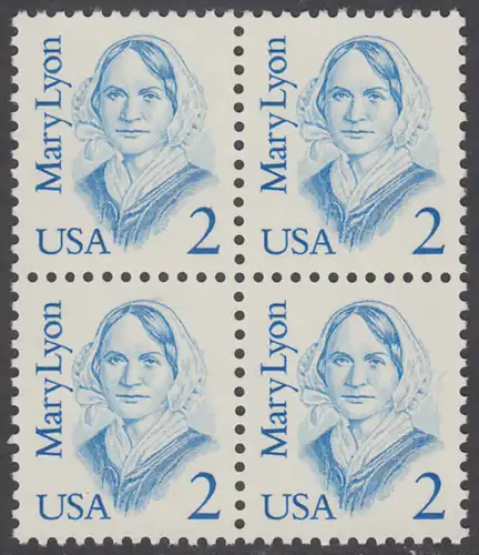 USA Michel 1869 / Scott 2169 postfrisch BLOCK - Amerikanische Persönlichkeiten: Mary Lyon (1797-1837), Pädagogin