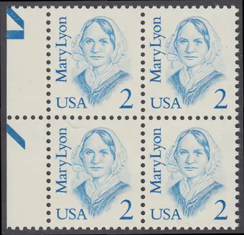 USA Michel 1869 / Scott 2169 postfrisch BLOCK RÄNDER links (a2) - Amerikanische Persönlichkeiten: Mary Lyon (1797-1837), Pädagogin